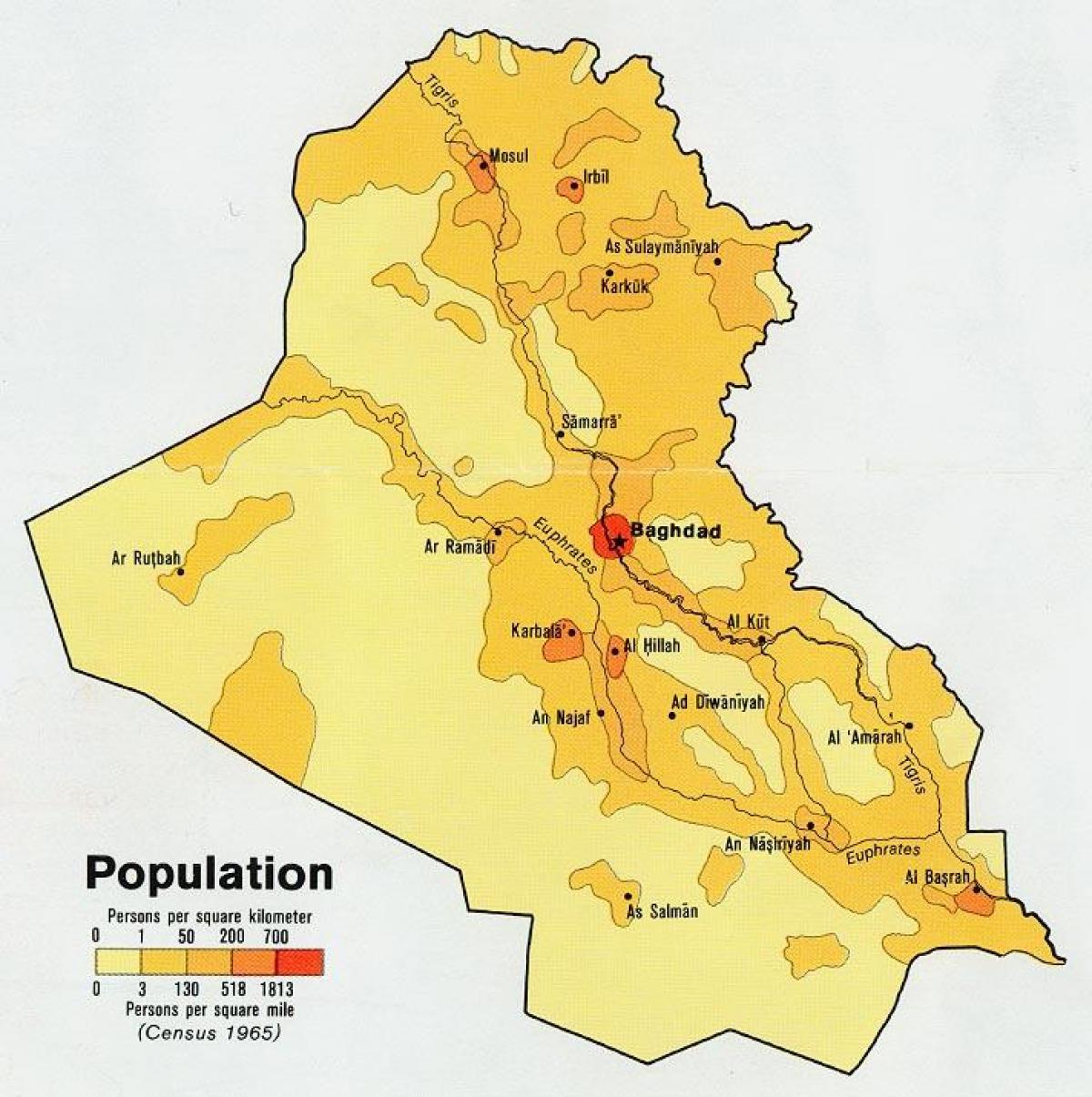 Mapa de população do Iraque