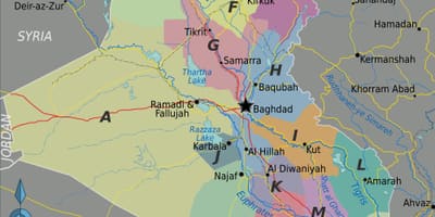Mapa do Iraque regiões